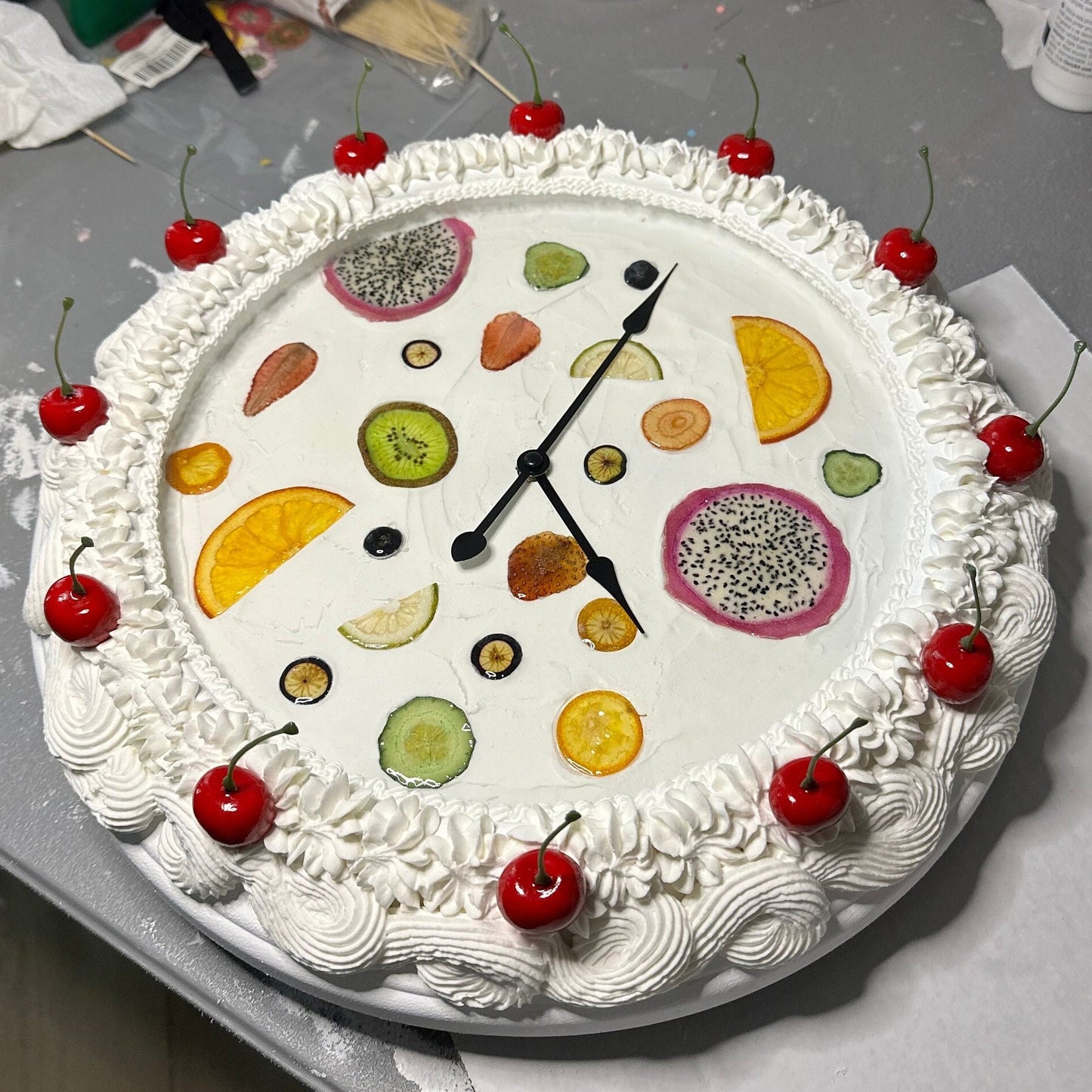 fruit cake clock