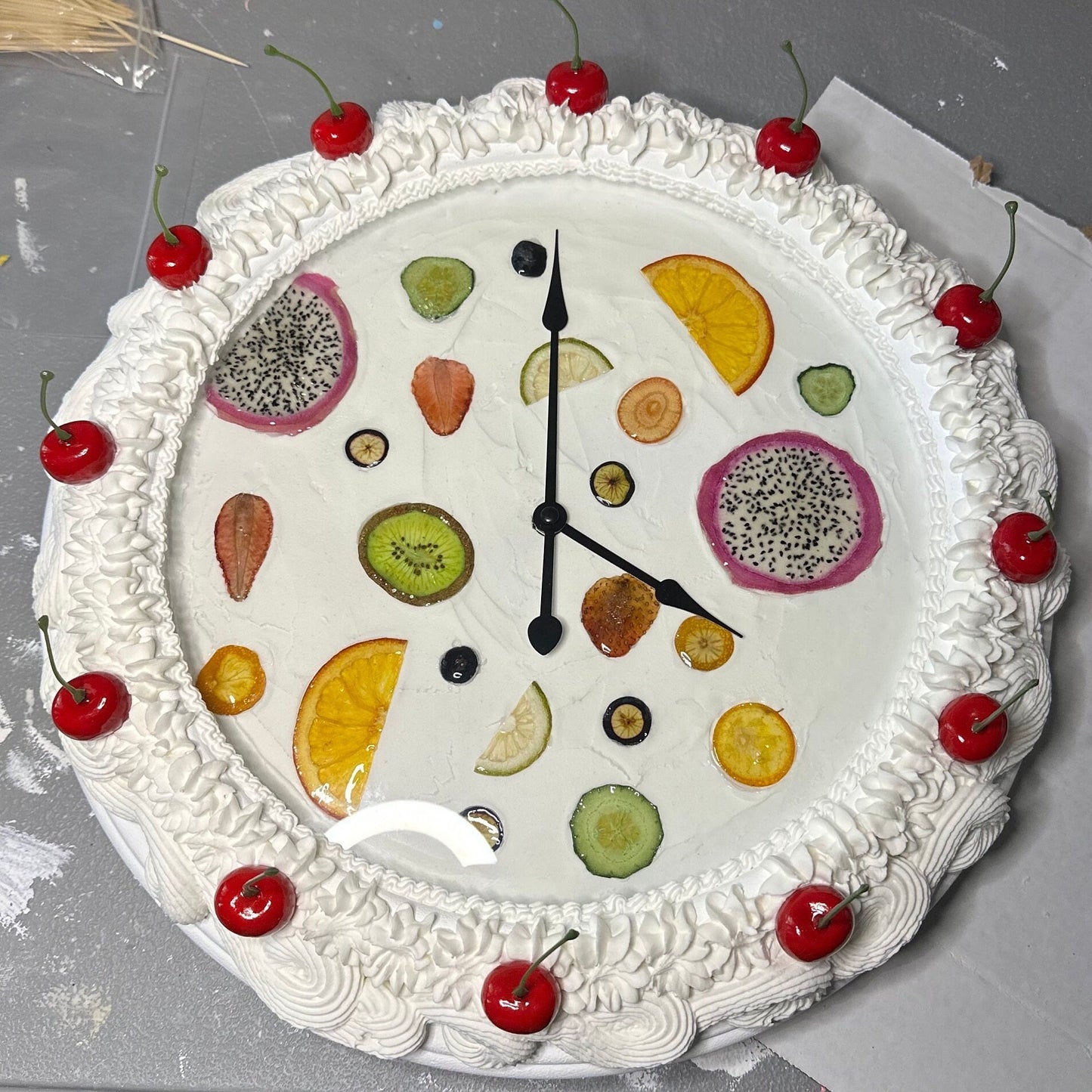 fruit cake clock